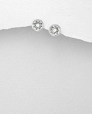 925 Sterling Silver Swarovski Crystal Solitaire Earrings